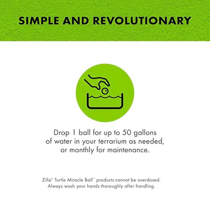 Zilla Pet Turtle Miracle Ball, Odor and Sludge Remover, for Cleaner and Healthier Turtle Habitats and Aquariums, Treats up to 50 Gallons