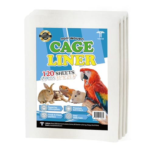 T TORTO9 Non-Woven Bird Cage Liners 31 x 21.5 Inch (120 Sheets) – Absorbent, Lint-Free Disposable Cage Tray Liners for Large Bird Cages - size: 31 x 21.5 in non-woven