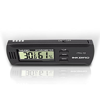 Inkbird ITH-10 Digital Thermometer and Hygrometer Temperature Humidity Monitor for Aging Box Guitar Ukulele