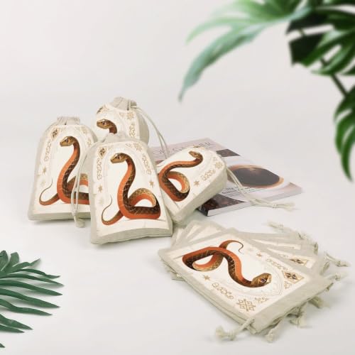 NLLZZ 8 Pack Snake Linen Burlap Bag with Drawstring for Party | 5x7 Inch Small Natural Jewelry Pouch, Reusable Produce Sachet Bag for Tea Herb Coffee, Gift Wrap for Wedding Christmas