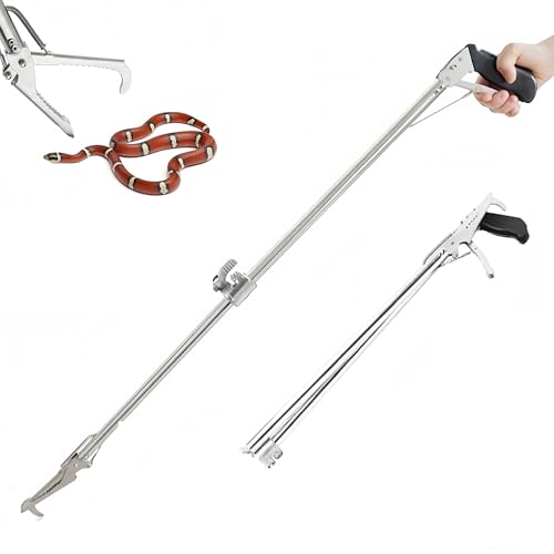 Snake Tong Collapsible Reptile Grabber Rattle Snake Catcher Stainless Steel Wide Jaw Handling Tool with Lock and Comfortable Grip Handle （27inch-70cm） - style: 27 inch-Collapsible