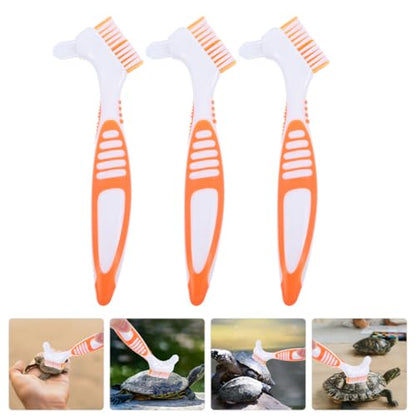 BESPORTBLE 3pcs Turtle Cleaning Brushes Portable Mud Remover for Aquatic Tortoise and Turtle Tank Use, Orange Sturdy Brush Set for Reptile Shell Maintenance
