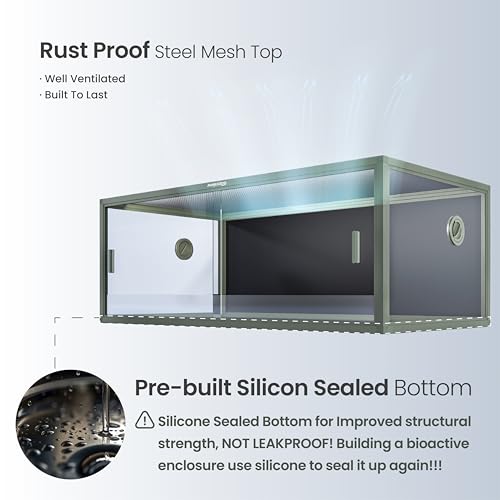 Lightweight 85 Gallon Reptile Enclosure for Snake, Bearded Dragon | Optimal Ventilation & Light Penetration by Rust Proof Mesh Top, Easy Assembly within 6 Steps with Clear Instruction - color: Earthy Green, size: 85 Gallon