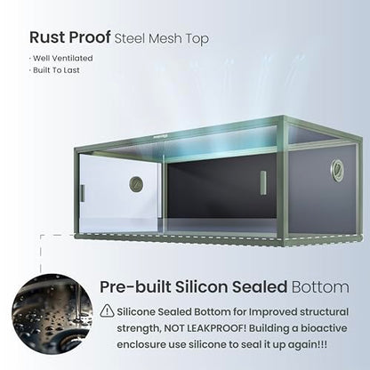 Lightweight 85 Gallon Reptile Enclosure for Snake, Bearded Dragon | Optimal Ventilation & Light Penetration by Rust Proof Mesh Top, Easy Assembly within 6 Steps with Clear Instruction - color: Earthy Green, size: 85 Gallon