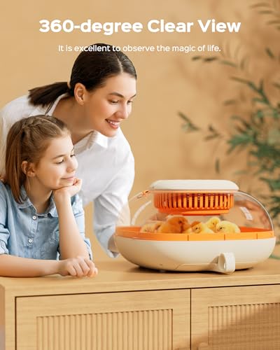 Chickcozy 25 Egg Incubator, Automatic Egg Turner with Thermometer Seat and Humidity Control, Egg Candler, 360° View with Clear Window, Incubators for Hatching Chicks (Sunlit Orange) | Automatic Egg Turning, Humidity Control, Built-In Egg Candler, Digital