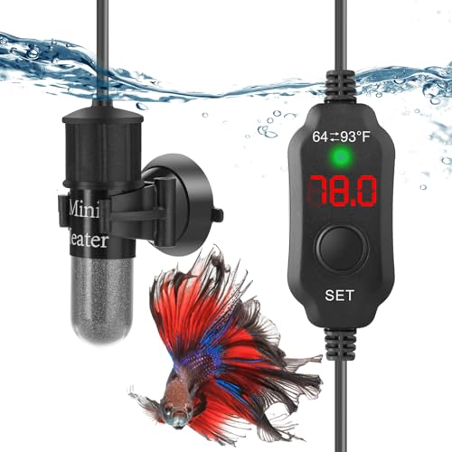 Super Mini Aquarium Heater 30W Betta Heater for 4-6 Gallon Tanks, Small Fish Tank Heater Turtle Heater with Dry-Run/Overheat Protection, Memory Function - size: For Tanks ≤ 6 Gal