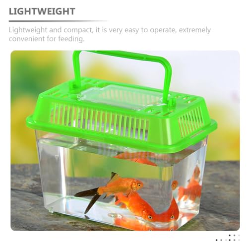 POPETPOP Portable Handheld Fish Tank Transparent Aquarium for Turtles and Hamsters Lightweight Reptile Carrier Easy to Clean for Feeding Cover