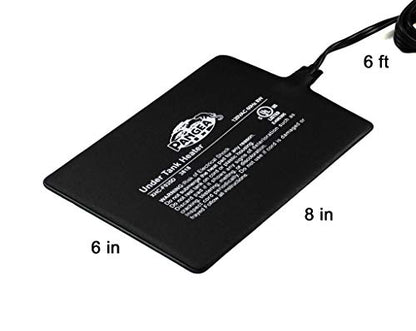 Pangea Reptile Heat Mat (Medium, 6x8, 10-20 gal), Black (UTH6x8) - size: Medium 6x8" (10-20 gal)