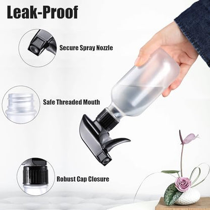 Spray Bottles 2 Pack 10 oz Refillable Plastic Squirt Bottle for Liquid | Fine Mist Water Spray Bottle with Adjustable Stream Nozzle BPA-free Spray Bottle for Hair, Plant, Cleaning, Pet Training - color: 2 Frosted