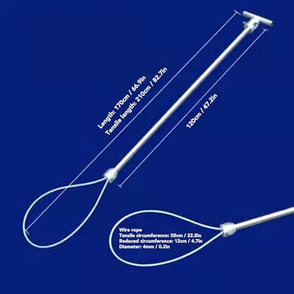 Hog Pig Catcher Pole Stainless Steel Animal Control Tool Adjustable Length for Dogs Pigs Reptiles with Hook T Handle (T Handle Without Pull Rope 67cm) - size: T Handle Without Pull Rope 67cm