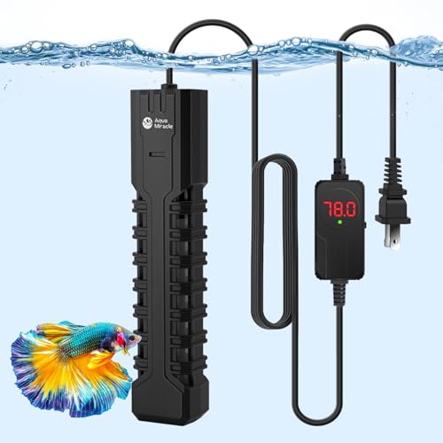 AquaMiracle Submersible Aquarium Heater with LED Digital Temp Display, Fish Tank Heater with Dry-Run & Over-Temp Protection, for Freshwater Saltwater Aquariums(200W/20-40Gal) - size: For 20-40 Gal Tank