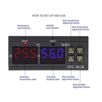 Temperature Controller STC 3028 12V Optional Integrated Sensor for Fermentation Reptile Incubation Home Brewing, 1°C Accuracy 0.1 Resolution Large Screen Display (24V) - size: 24V