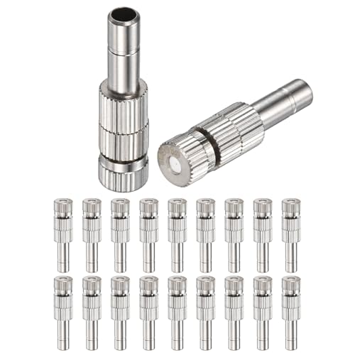 M METERXITY 20-Pack Brass Misting Nozzles, 0.02"/0.5mm Orifice Mister Replacement Heads with Filter Mesh for Cooling System/Landscaping/Humidification, 6mm Low-Pressure Fog Sprayer Nozzle - size: 0.02"/0.5mm, style: with Filter Mesh
