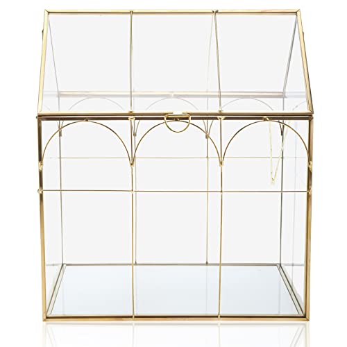 Geometric Plant Terrarium with Lid, House Succulent Terrarium Kit for Display, Air Plants, Succulents, Home Tabletop Miniature Terrarium, Not Airtight or Waterproof (Gold) - color: Gold