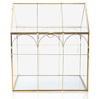 Geometric Plant Terrarium with Lid, House Succulent Terrarium Kit for Display, Air Plants, Succulents, Home Tabletop Miniature Terrarium, Not Airtight or Waterproof (Gold) - color: Gold