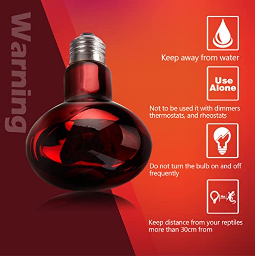 2 Pack 50w Reptile Heat Lamp Bulb Infrared Basking Spot Heat Lamp for Reptiles & Bearded Dragon Amphibian, Chicks, Dog Heating Use with Stick-on Digital Temperature Thermometer - style: 50W(2 Pack)