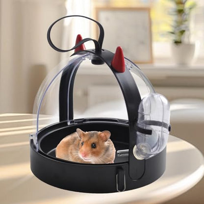 Portable Hamster Cage Travel Bag, High Permeability Hamster Travel Carrier with Water Bottle Small Pet Hamster Travel Carrier Cage for Hamster Gerbils Mice Guinea Pigs Sugar Glider(Black) - color: 【Black】
