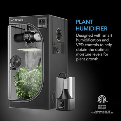 AC Infinity CLOUDFORGE T3, Plant Humidifier 4.5L with VPD Humidity Controls | 10-Level Precision Vaporizer, Extendable Targeting Hose and No-Leak Seal for Grow Tents - size: 4.5L Plant Humidifier