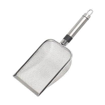 Gralara Reptile Sand Stainless Steel Fine Mesh Reptile Substrate Metal Sand Scoop, Terrarium Substrate Litter Cleaner Corner Scoop, Steel Handle 2.9mm