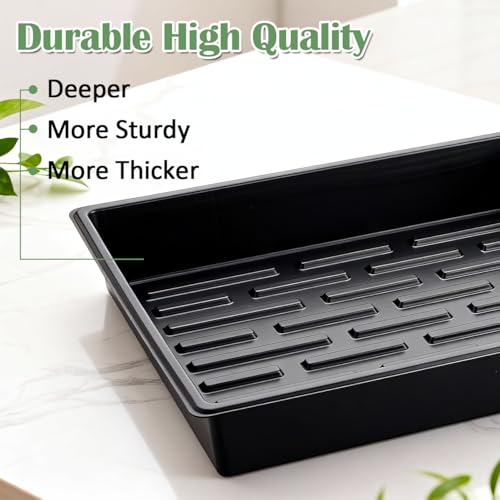 RooTrimmer 20 Pack Nursery Pots Trays (16.5"x13.2"x2.8"), Plastic Seed Starter Trays, Durable Carrying Seedling Starter Tray, Reusable Tray for Planting and Collecting Drainage Water (Black) - size: 16.5" x 13.2" x 2.8" Tras - 20P