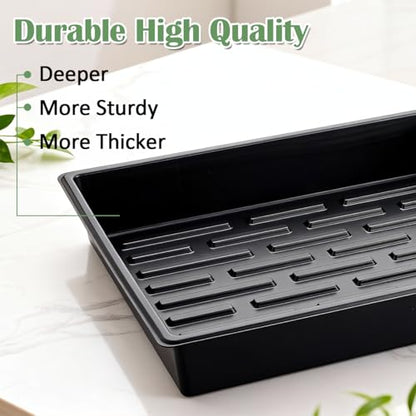 RooTrimmer 20 Pack Nursery Pots Trays (16.5"x13.2"x2.8"), Plastic Seed Starter Trays, Durable Carrying Seedling Starter Tray, Reusable Tray for Planting and Collecting Drainage Water (Black) - size: 16.5" x 13.2" x 2.8" Tras - 20P