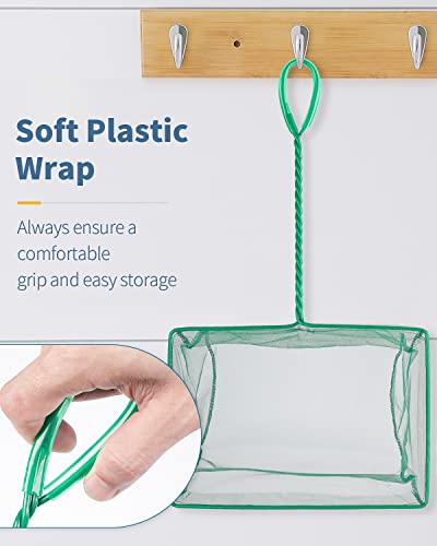 Pawfly Aquarium Fish Net with Braided Metal Handle Square Net with Soft Fine Mesh Sludge Food Residue Wastes Skimming Cleaning Net for Fish Tanks Small Koi Ponds and Pools - style: 10 Inch