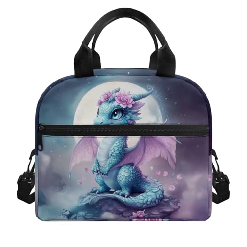 Dragon Lunch Box Containers Moon Kids Lunch Bag Back to School Lunchbox Cute Insulated Lunch Bag Outdoor Lunchbag Camping Lunchbox Picnic Lunch Container - color: Dragon