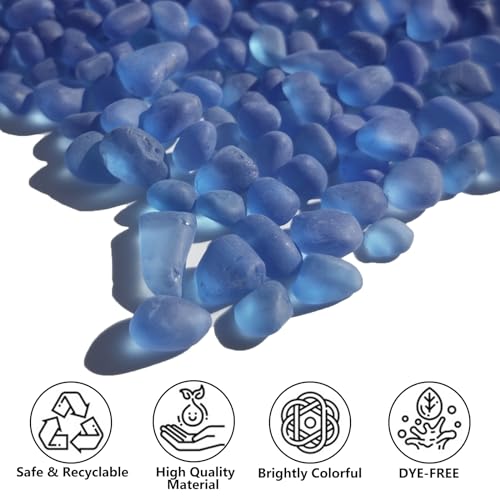 QYGL Sea Glass Stones - 0.9LB Dark Blue Frosted Glass Pebbles Gemstones | Perfect for Aquarium Rocks, Fish Tank Gravel, Vase Fillers, DIY Crafts, and Home Decor - color: Dark Blue
