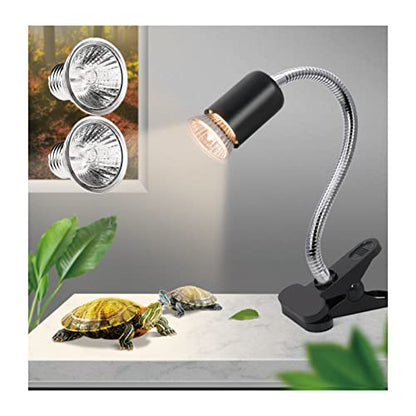 Heat lamp for reptiles，UVA UVB Turtle Heating Lamp with Two Heat Bulbs, Turtle Basking Light with 360° Rotatable Hose & Clamp & Adjustable Switch for Bearded Dragon Reptiles Turtle Lizard Snake - style: Reptile Heat Lamp