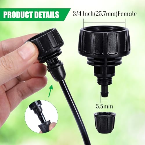 3/4'' to1/4'' Drip Irrigation Hose Adapter,Drip Tubing to Faucet | 3/4" Faucet Adapter to 1/4" Irrigation tubing, 3/4"Garden Faucet to 1/4 Irrigation Tubing for Garden Irrigation System - size: 3/4" to 1/4" Pipe Connector