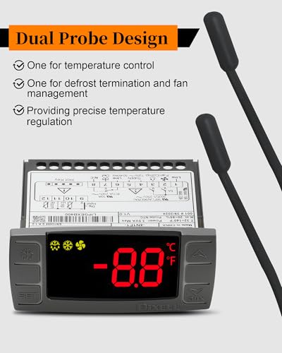 Replace Dixell XR06CX-4N1F1 Temperature Controller for 120V 50-60hz | Fit for Commercial Refrigerators/Freezer, with Temperature Sensor Probes & Clasp - size: XR06CX-4N1F1