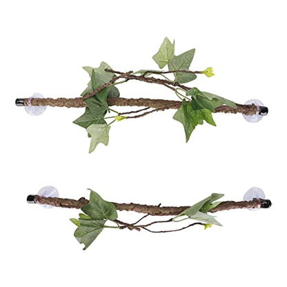 Reptile Corner Branch,Climbing Terrarium Plant Decor Terrarium Plant Ornament with Suction Cup for Snake Lizard Bearded Dragons Gecko Climbing, Reptile Terrarium Climb Corner