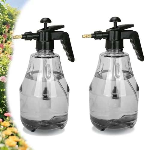 2 Pack Handheld Pump Sprayer, Garden Pressure Water Spray Bottle | Spraying Bottle with Adjustable Brass Noozle for Houseplant Watering, Lawn Care, Household Cleaning & Patio Maintenance - color: 1.5L-Grey-2PCS