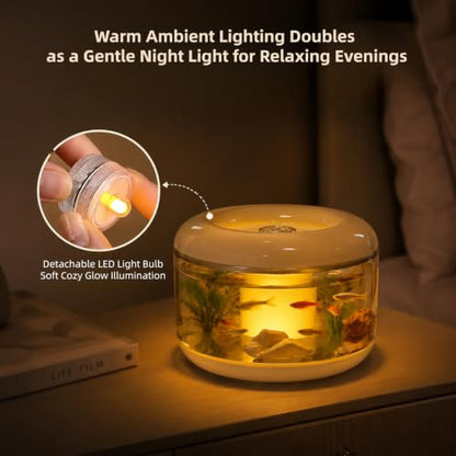 Round Acrylic Fish Bowl with Lid Portable Travel Fish Tank | Transparent fish transport container, reptile turtle carrier, shrimp aquarium, dual-use desktop storage, round decor tank