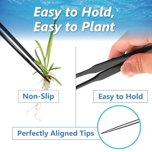 Long Tweezers for Aquascaping, 2 Pack 25cm / 9.8in Fine Tip 1mm – Tools for Aquarium Plants, Terrariums, Fish Tank & Reptile Feeding