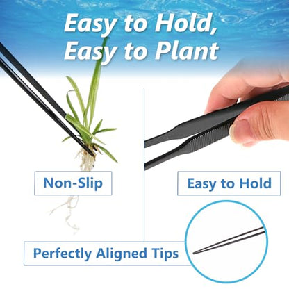 Long Tweezers for Aquascaping, 2 Pack 25cm / 9.8in Fine Tip 1mm – Tools for Aquarium Plants, Terrariums, Fish Tank & Reptile Feeding