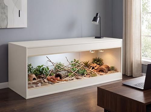 180 Gallon Reptile Enclosure 72" x 24" x 24" Bearded Dragon Tank with Sliding Acrylic Doors, Large Terrarium for Leopard Geckos, Snakes, Lizards & Tortoises - Glacier White - color: Glacier White