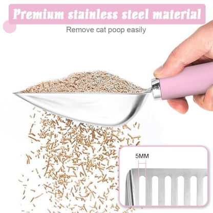 Cat Litter Scoop - Stainless Steel Metal Cat Litter Scoop-Sturdy Mesh Scooper - Mesh Shovel-Easy to Clean - Suitable for Cat Litter Box -Pink - color: Pink, size: M