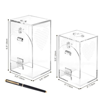 Set of 2 Jumping Spider Enclosure, No Assembly Required | 0.8~1mm Micro-Vent Acrylic Terrarium, Prevents Fruit Flies Escaping, Arboreal Habitat for Praying Mantis and Small Insects - size: 1mm