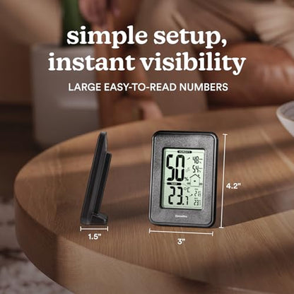 Homedics HM100 Indoor Humidity Monitor, Easy-Read Hygrometer | to Monitor Indoor Air Comfort, Fahrenheit and Celsius, Battery-Operated Room Thermometer for Home