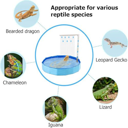 Large Electric Bearded Dragon Pool, Electric Bathtub for Bearded Dragons, Bearded Dragon Swimming Pool with Faucet, Bearded Dragon Accessories