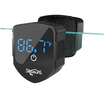SEAOURA 2-in-1 Aquarium Magnetic Cleaner with Digital Aquariums Thermometer | Tiny Magnet Cleaner Floating Cleaning ToolAlgae Scrapers(Only for Glass Fish Tank) - color: Black