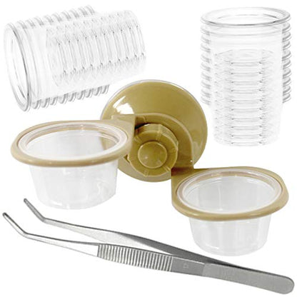 Gecko Feeding Ledge Suction Cup Feeder with 20 Pack 1 oz Feeder Cups and Feeding Tong for Small Reptiles