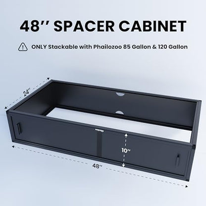 48" Reptile Terrarium Spacer Cabinet, Stand for 85/120 Gallon Enclosures, Black, PVC/Aluminum/Plastic, Reptile Stand, Cabinet, Snake Terrarium - color: Ultimate Black, size: 48x24x10 inch