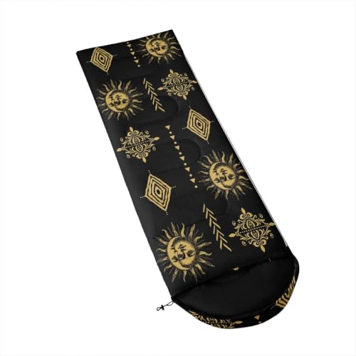 Erosebridal Sugar Skull Kids Sleeping Bag Southwestern Aztec Western Camping Blanket for Hiking Travel Hunting Sleep Bag - color: Black Yellow Gold 2