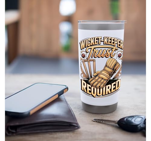 Wicket Keeper Trust Required Cricket Stainless Steel Insulated Tumbler - color: White