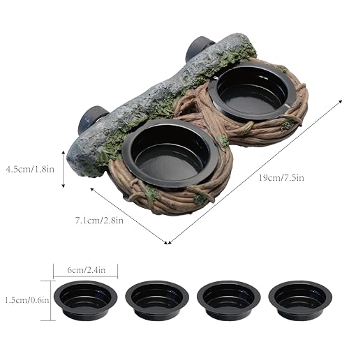 Magnetic Feeding Ledge with 4pcs Cups,Reptile Water Bowl,Bearded Dragon,Turtle,Crested Gecko,Snake,Tank Accessories - size: M