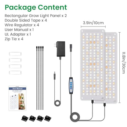Aumtrly Grow Lights for Indoor Plants, 276 LED Full Spectrum Lamp 2 Panel | for Seed Starting Growing, 6/12/16H Auto Timer, 5 Dimming Levels, 3 Light Modes, 2 Installation Methods, Use Under Shelves - size: 2 Pack