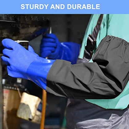Haiou 25" Long Rubber Gloves for Waterproof Pond Gloves for Cleaning -Large | Elbow Length Gloves Gardening Gloves Heavy Duty Waterproof Fishing Gloves for Women and Men