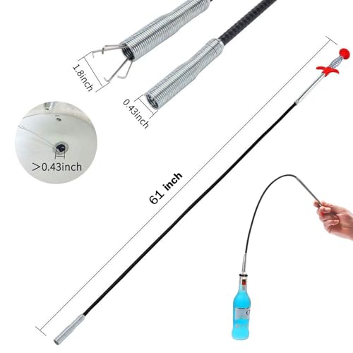 Upgraded Drain Snake, 61 inch plumbing snake，Sink Snake Drain Clog Remover for Sewer Kitchen Bathroom - style: 61IN